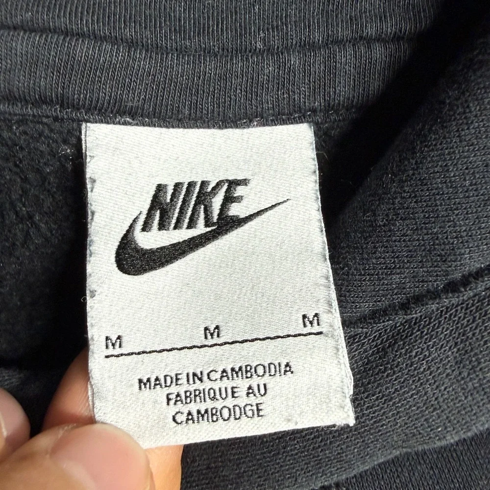 Nike Hoodie Mens Medium Black Club Fleece Pullover Sweatshirt Logo Swoosh Casual